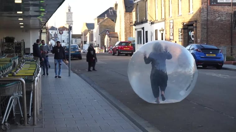 Coronavirus woman zorb ball