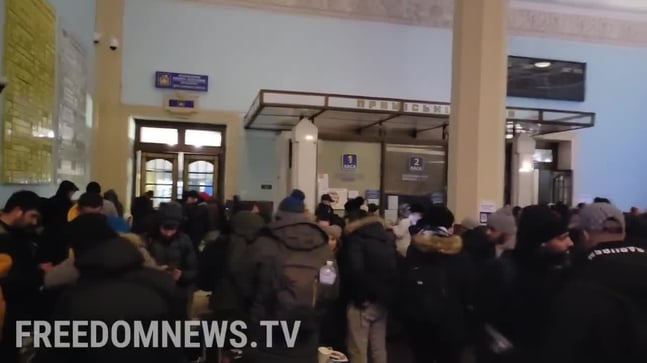 Lviv railway station packed as locals attempt to get last trains out of city 