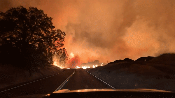 Terrifying footage of photographers journey through heart of wildfire burning in California